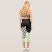 Leggings Capri Gray Zigzag, Gray Chevron, Zigzag Pattern, Mint (Verso)