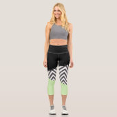 Leggings Capri Gray Zigzag, Gray Chevron, Zigzag Pattern, Mint (Recto)
