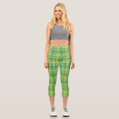 Leggings Capri Green Blue Checker Abstract Pattern (Recto)