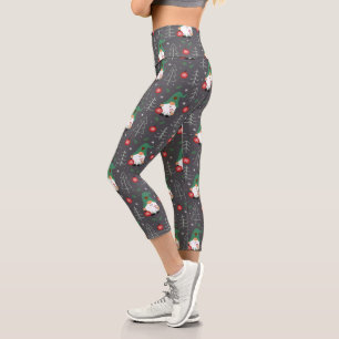 Leggings Capri Green Gnome Arbre de Noël Motif