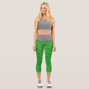 Leggings Capri Green Leaves Tropical Jungle Plant Lover Branches