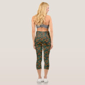 Leggings Capri Green Orange Stained Glass Monarch Wings Camo (Verso)