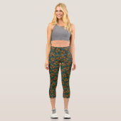 Leggings Capri Green Orange Stained Glass Monarch Wings Camo (Recto)