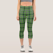 Leggings Capri Green Purple Tartan Plaid Gingham Pattern  (Recto)