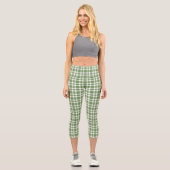 Leggings Capri Green White Plaid Pattern (Recto)