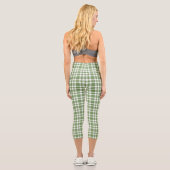 Leggings Capri Green White Plaid Pattern (Verso)