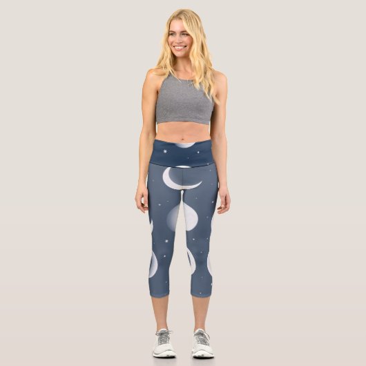 Leggings Capri Grille Phases de la lune Design Motif céleste (Recto)