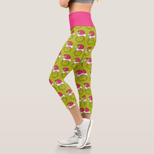 Leggings Capri Grinch in Pink Santa Hat (Gauche)