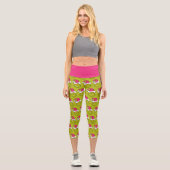 Leggings Capri Grinch in Pink Santa Hat (Recto)