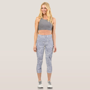 Leggings Capri Gris avec des brins blancs et noirs