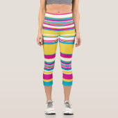 Leggings Capri Gris complexes -Turquoise, Jaune, Rose et Blanc (Recto)