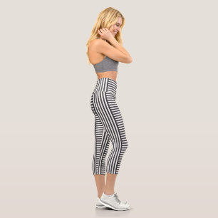 Leggings Capri Gris et blanc Géométrique