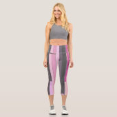 Leggings Capri Gris et rose abstrait (Recto)