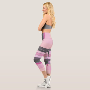 Leggings Capri Gris et rose abstrait