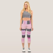 Leggings Capri Gris et rose abstrait (Recto)