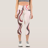 Leggings Capri Gris et rose ondulé (Recto)