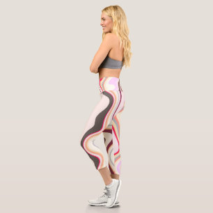 Leggings Capri Gris et rose ondulé