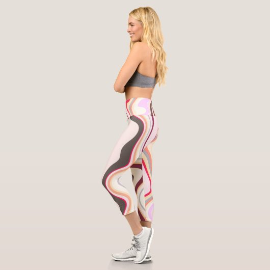 Leggings Capri Gris et rose ondulé (Gauche)