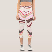 Leggings Capri Gris et rose ondulé (Recto)