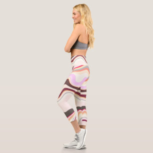 Leggings Capri Gris et rose ondulé