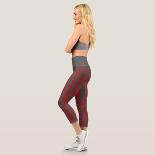 Leggings Capri Gris et rouge
