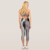 Leggings Capri Gris et violet rayures ondulées (Verso)