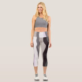 Leggings Capri Gris et violet rayures ondulées (Recto)