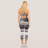 Leggings Capri Gris et violet rayures ondulées (Verso)