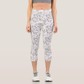 Leggings Capri Gris muet et blanc imprimé floral (Recto)