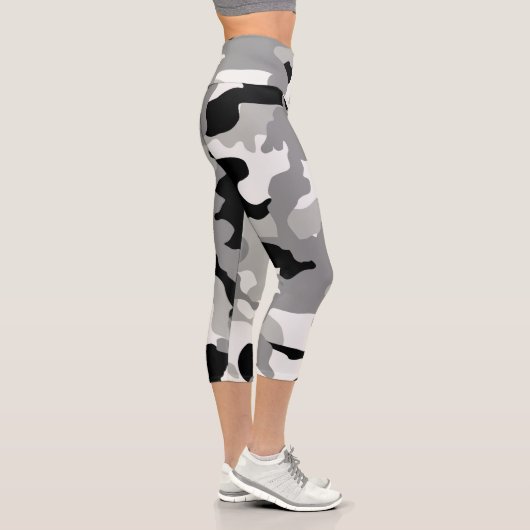 Leggings Capri Gris & Noir Camo Haut Taille (Droite)