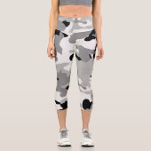 Leggings Capri Gris & Noir Camo Haut Taille (Recto)