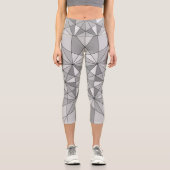 Leggings Capri Gris noir Mosaïque Triangle Motif rétro (Recto)