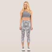 Leggings Capri Gris noir Mosaïque Triangle Motif rétro (Recto)