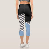 Leggings Capri Gris Zigzag, Gris Chevron, Motif Zigzag, Bleu (Verso)