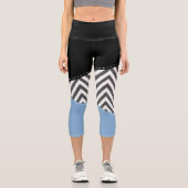 Leggings Capri Gris Zigzag, Gris Chevron, Motif Zigzag, Bleu (Recto)