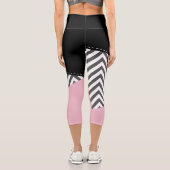Leggings Capri Gris Zigzag, Gris Chevron, Motif Zigzag, Rose (Verso)