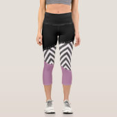 Leggings Capri Gris Zigzag, Gris Chevron, Motif Zigzag, Violet (Recto)