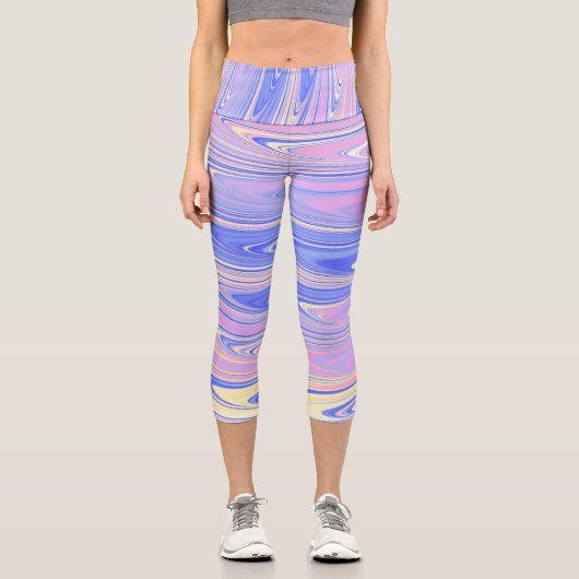 Leggings Capri Groovy Éclectique Quirky Ondulé Pastel Abstrait (Recto)