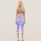 Leggings Capri Groovy Éclectique Quirky Ondulé Pastel Abstrait (Recto)