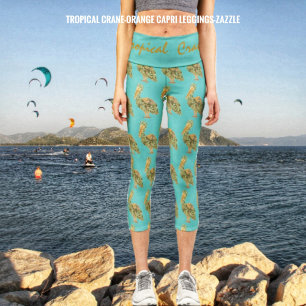 Leggings Capri Grue tropicale-Orange