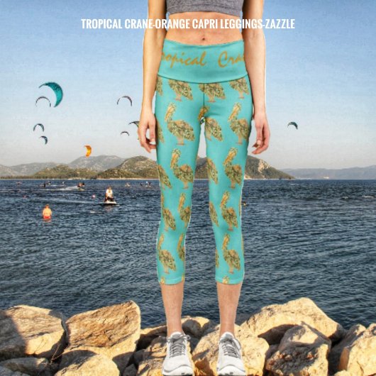 Leggings Capri Grue tropicale-Orange