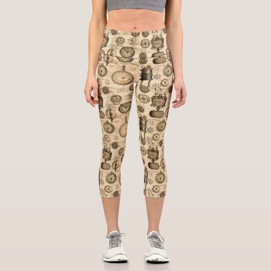 Leggings Capri Grunge Rustic Steampunk Horloge (14) (Recto)