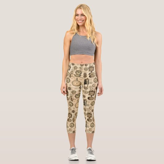 Leggings Capri Grunge Rustic Steampunk Horloge (14) (Recto)