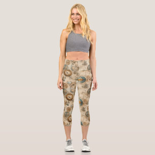 Leggings Capri Grunge Rustic Steampunk Horloge (7)