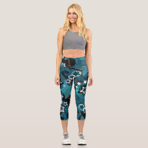Leggings Capri Grunge star motif, design pour enfants ludique.