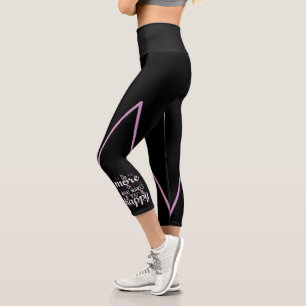 Leggings Capri Gymnastique Féminine - Citation Motivante et Heure