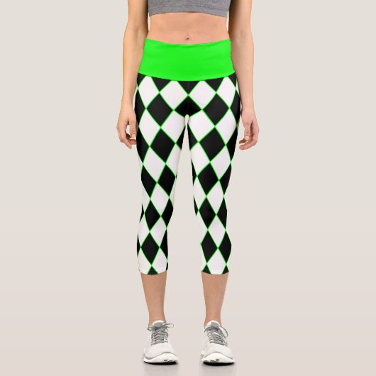 Leggings Capri halloween arlequin vert noir blanc (Recto)