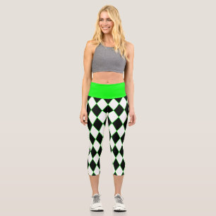 Leggings Capri halloween arlequin vert noir blanc