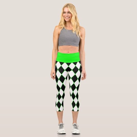 Leggings Capri halloween arlequin vert noir blanc (Recto)