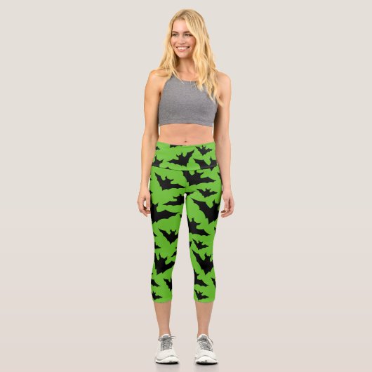 Leggings Capri Halloween chauves-chauves-souris cool éffrayant mo (Recto)